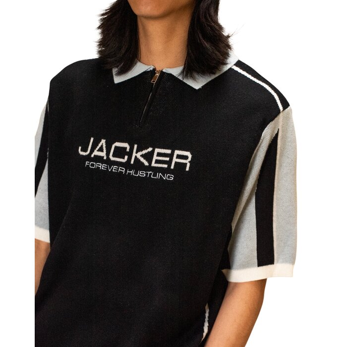 Jacker Ace Polo Knit - Black/Blue