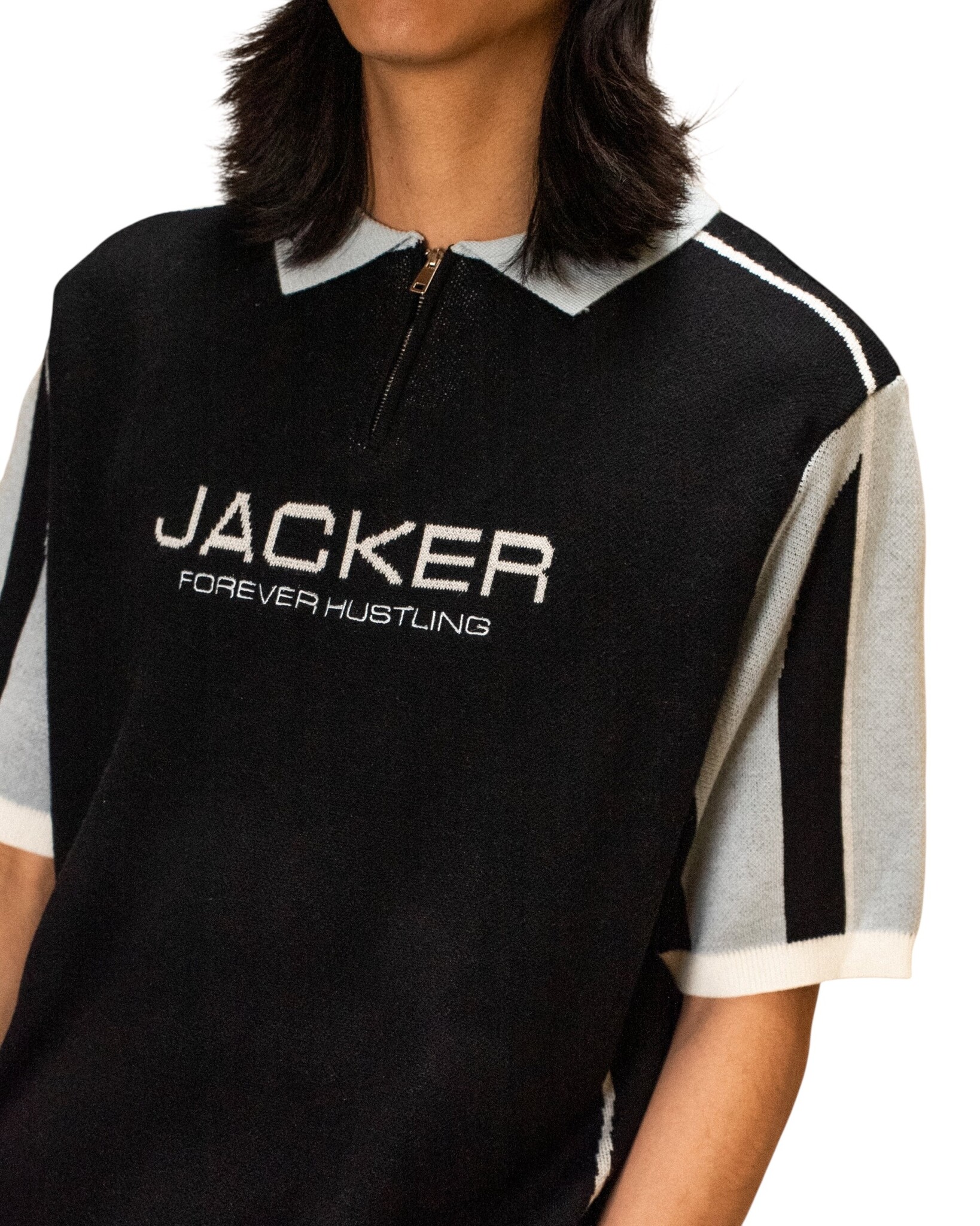 Jacker Ace Polo Knit - Black/Blue