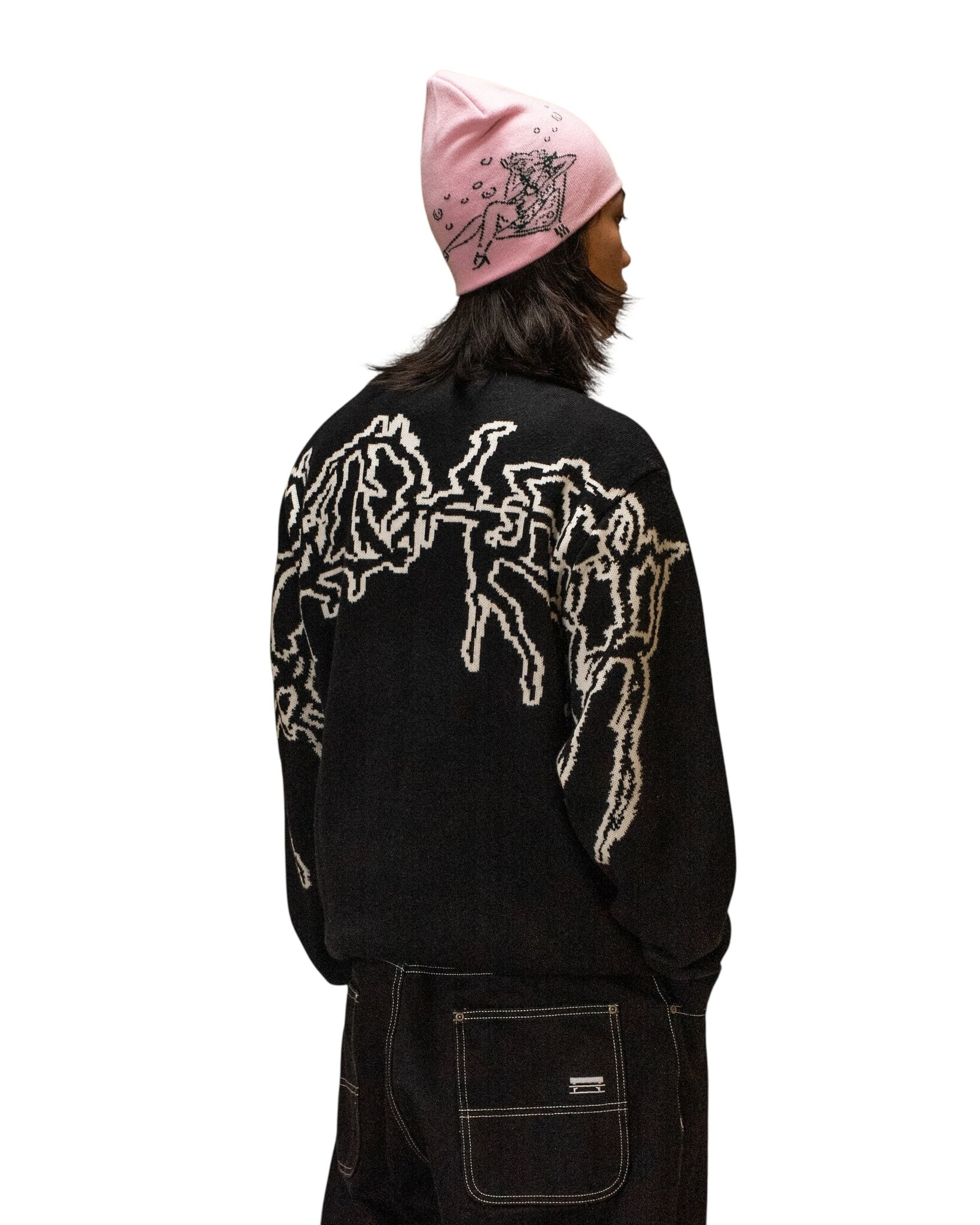 Jacker Skeleton Knit Crewneck - Black