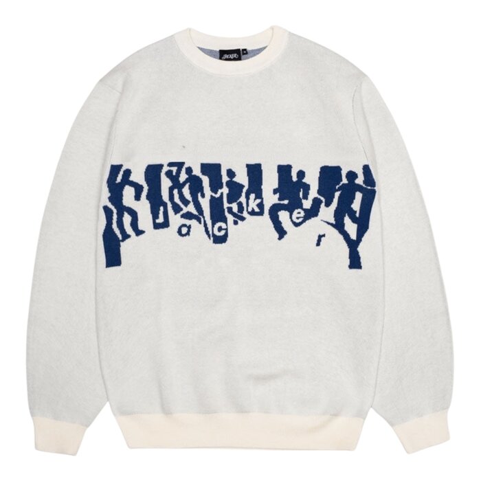 Jacker Mirror Maze Knit Crewneck - Beige