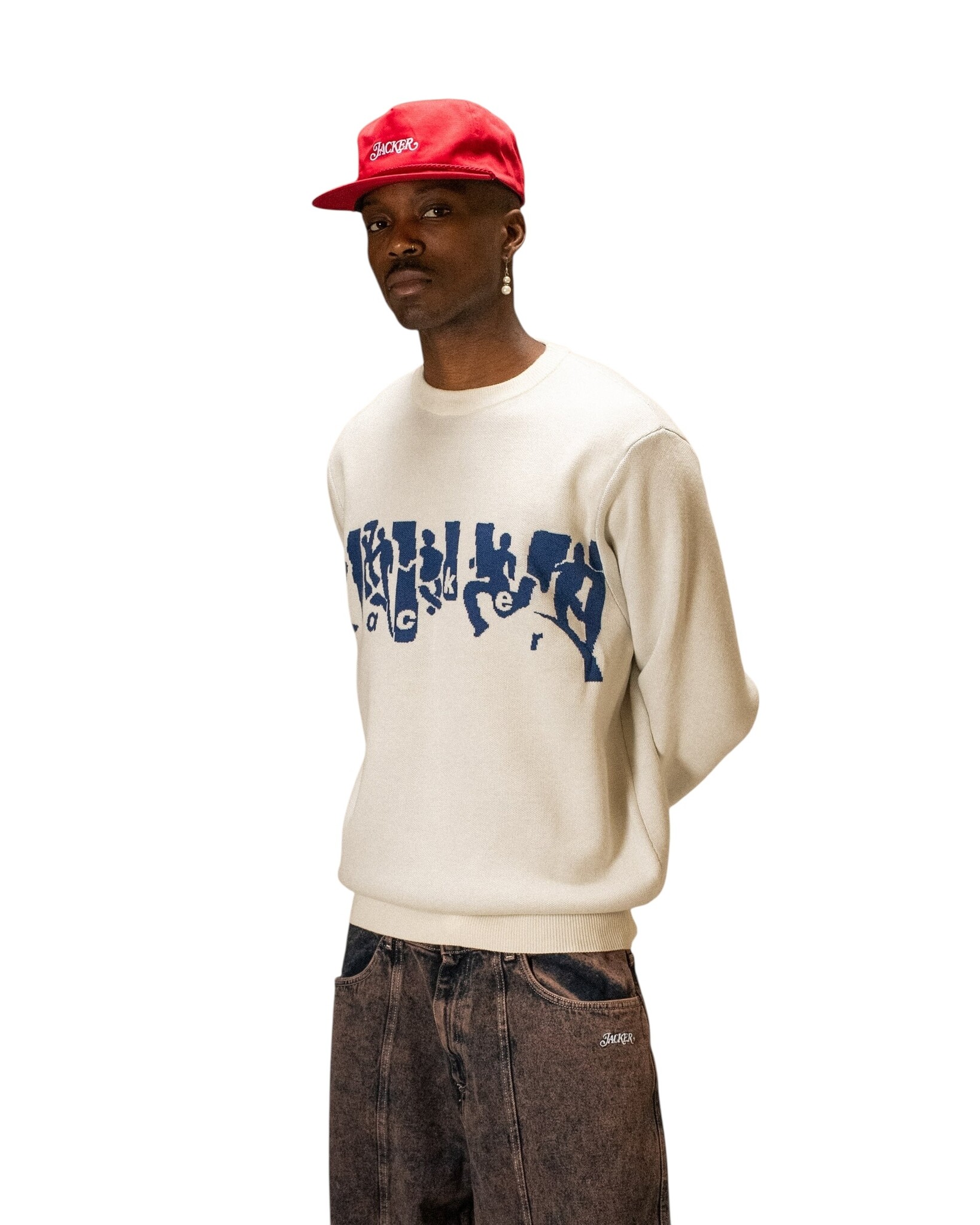 Jacker Mirror Maze Knit Crewneck - Beige
