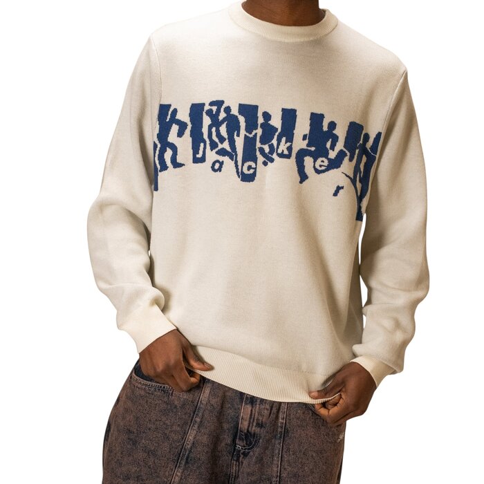 Jacker Mirror Maze Knit Crewneck - Beige