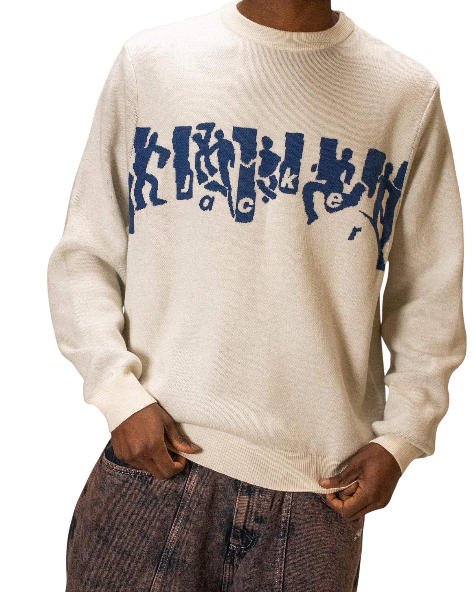 Jacker Mirror Maze Knit Crewneck - Beige