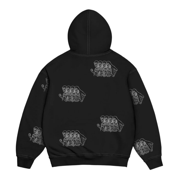 Jacker Skeleton Hoodie Garment Dyed - Black