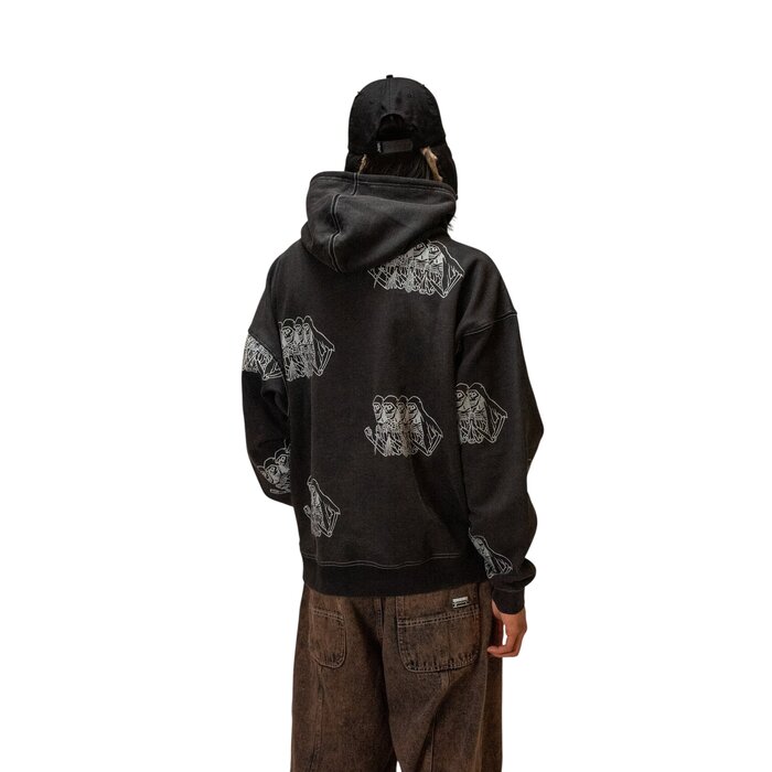 Jacker Skeleton Hoodie Garment Dyed - Black