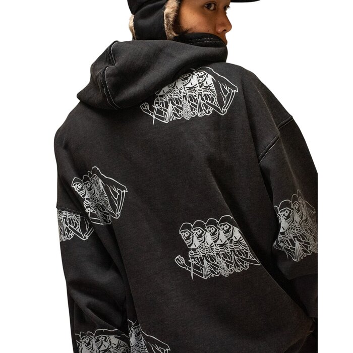 Jacker Skeleton Hoodie Garment Dyed - Black