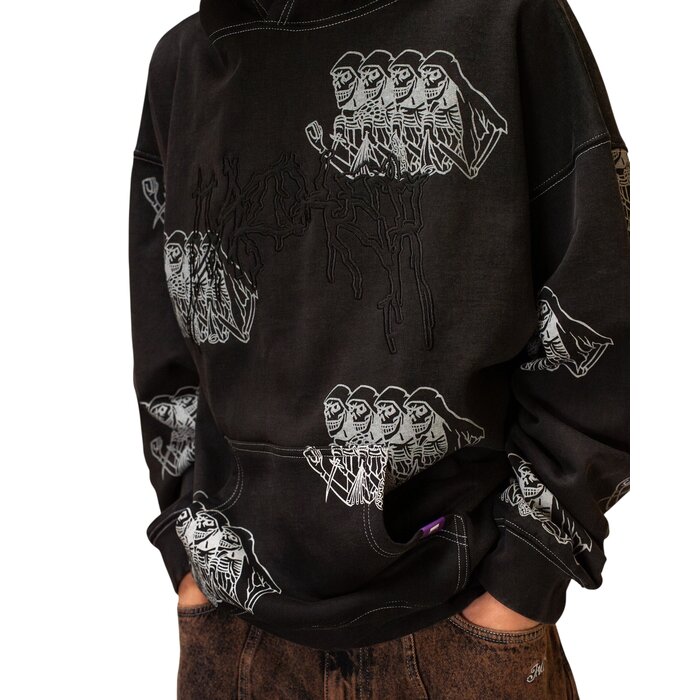 Jacker Skeleton Hoodie Garment Dyed - Black