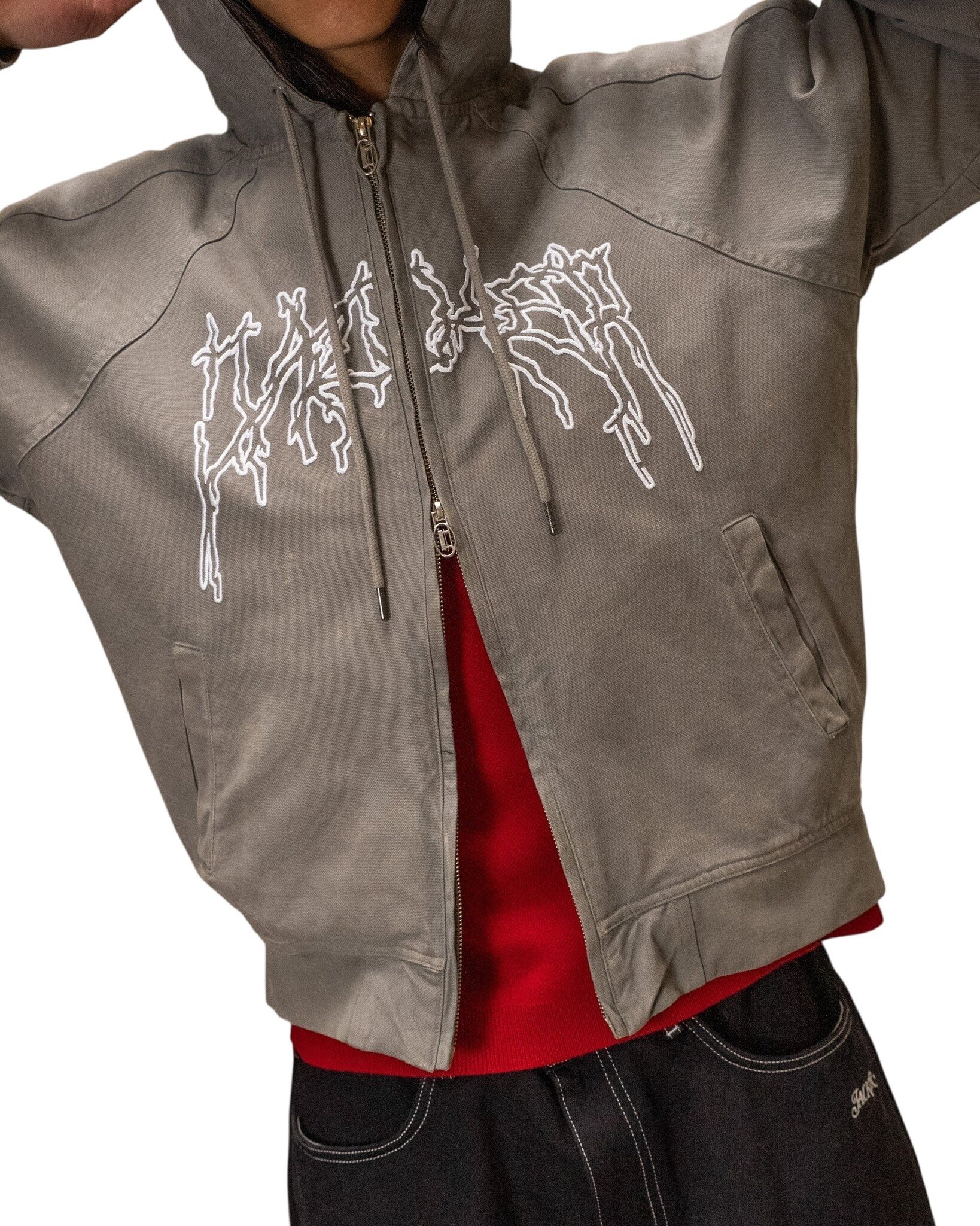 Jacker Skeleton Canvas Jacket Canvas - Grey