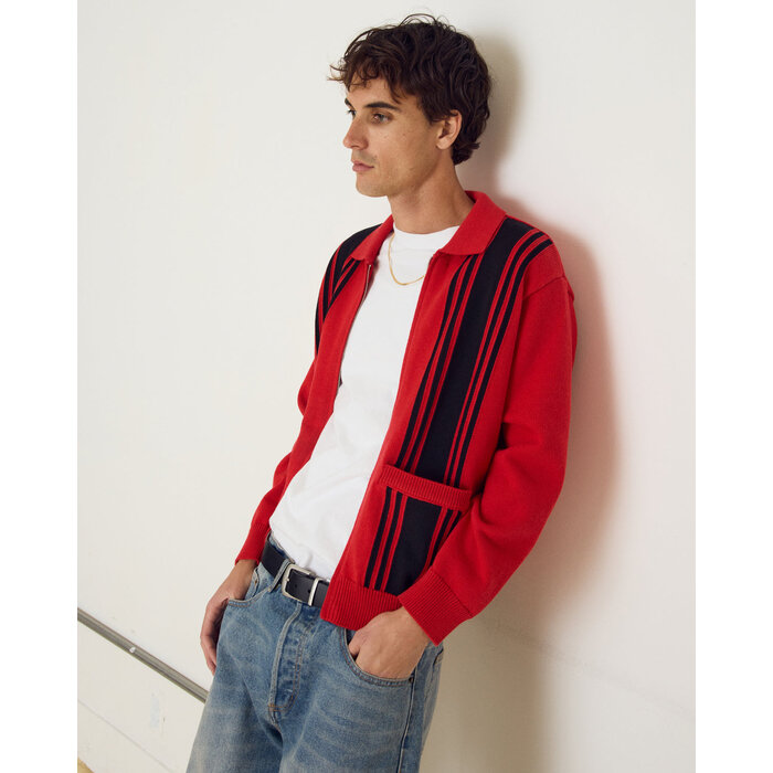 Obey Matt Zip Up Sweater - Red Multi