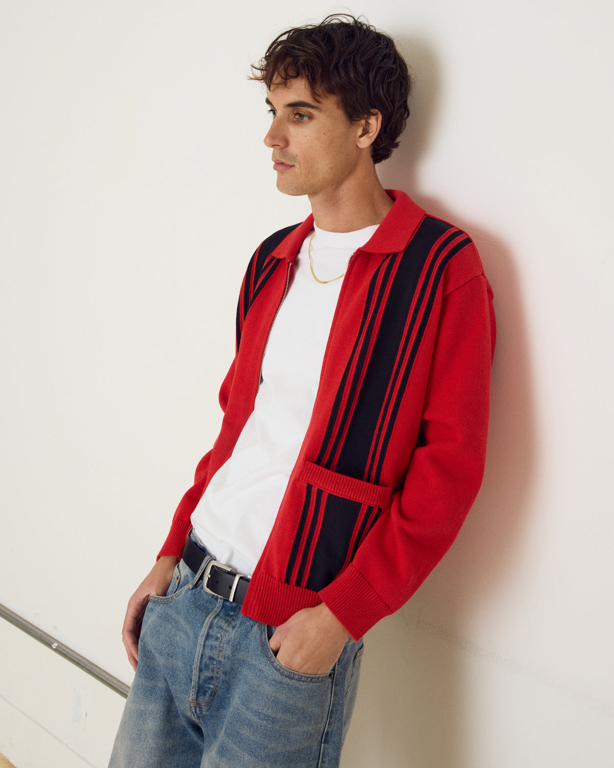 Obey Matt Zip Up Sweater - Red Multi
