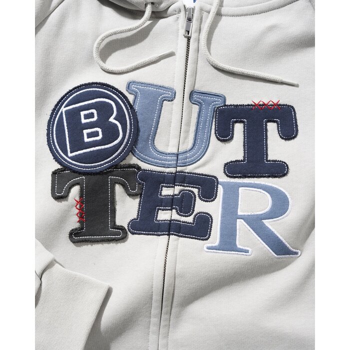 Butter Patchwork Zip-Thru Hood - Cement