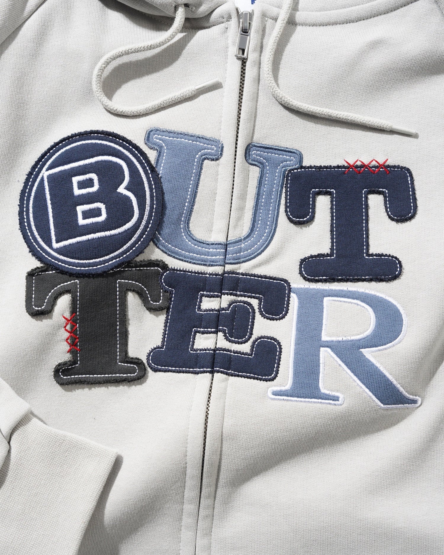 Butter Patchwork Zip-Thru Hood - Cement