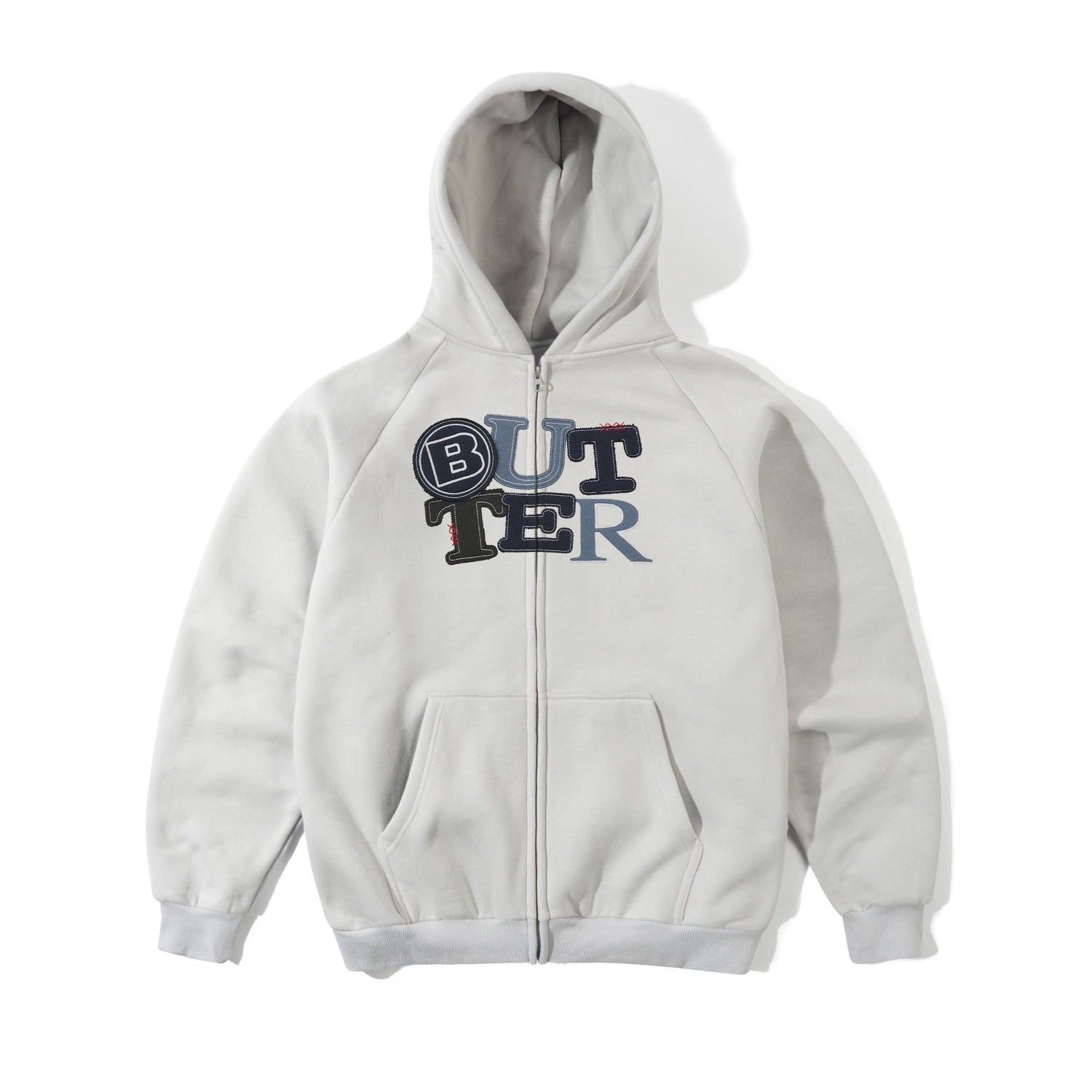 Butter Patchwork Zip-Thru Hood - Cement