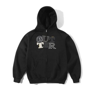 Butter Patchwork Zip-Thru Hood - Black