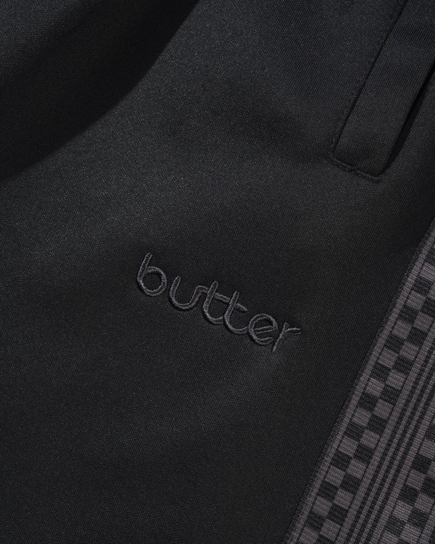 Butter Check Tape Trackpants - Black