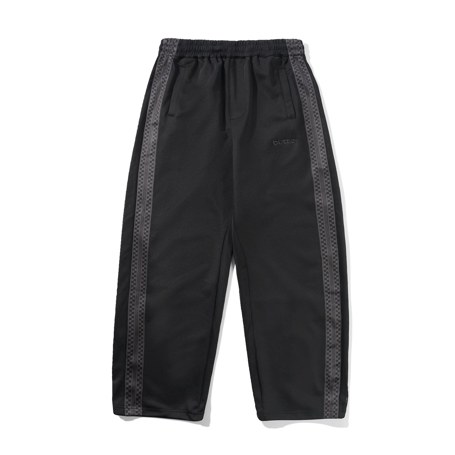 Butter Check Tape Trackpants - Black