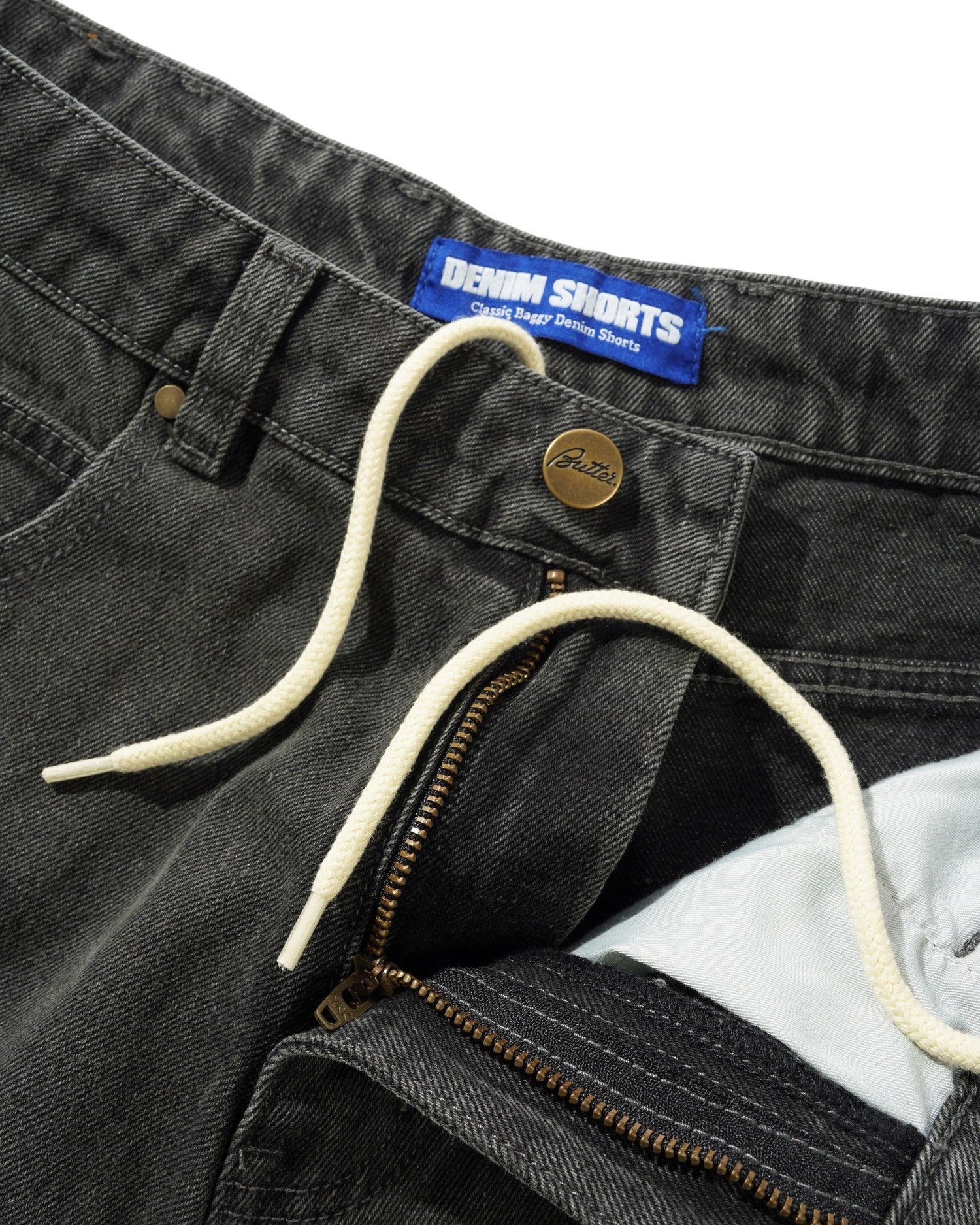 Butter Scorpion Stitch Denim Shorts - Slub Black