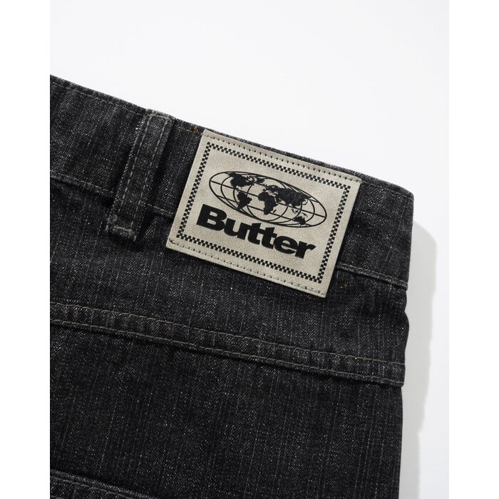 Butter Scorpion Stitch Denim Shorts - Slub Black