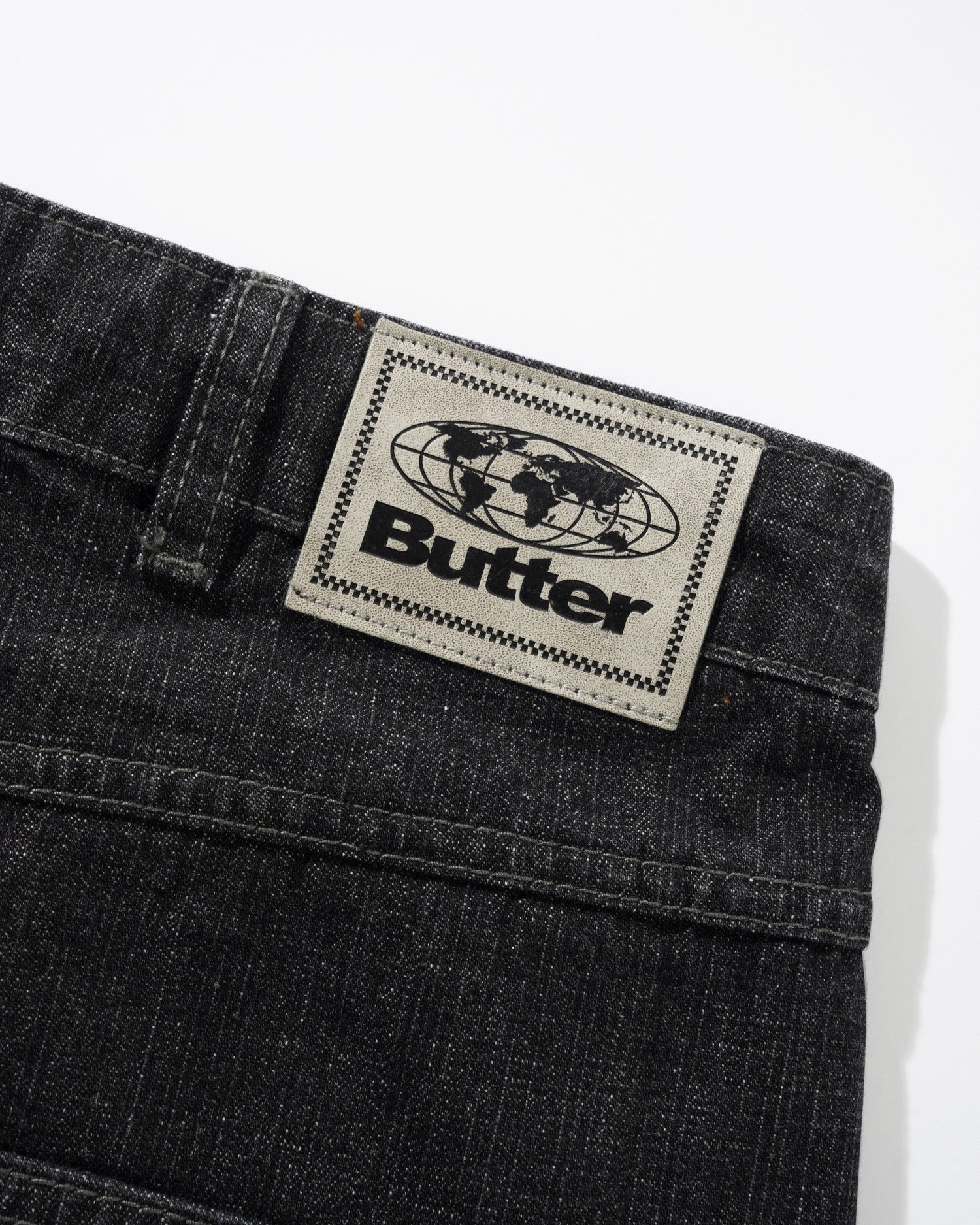 Butter Scorpion Stitch Denim Shorts - Slub Black
