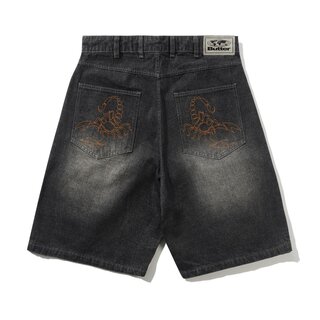Butter Scorpion Stitch Denim Shorts - Slub Black