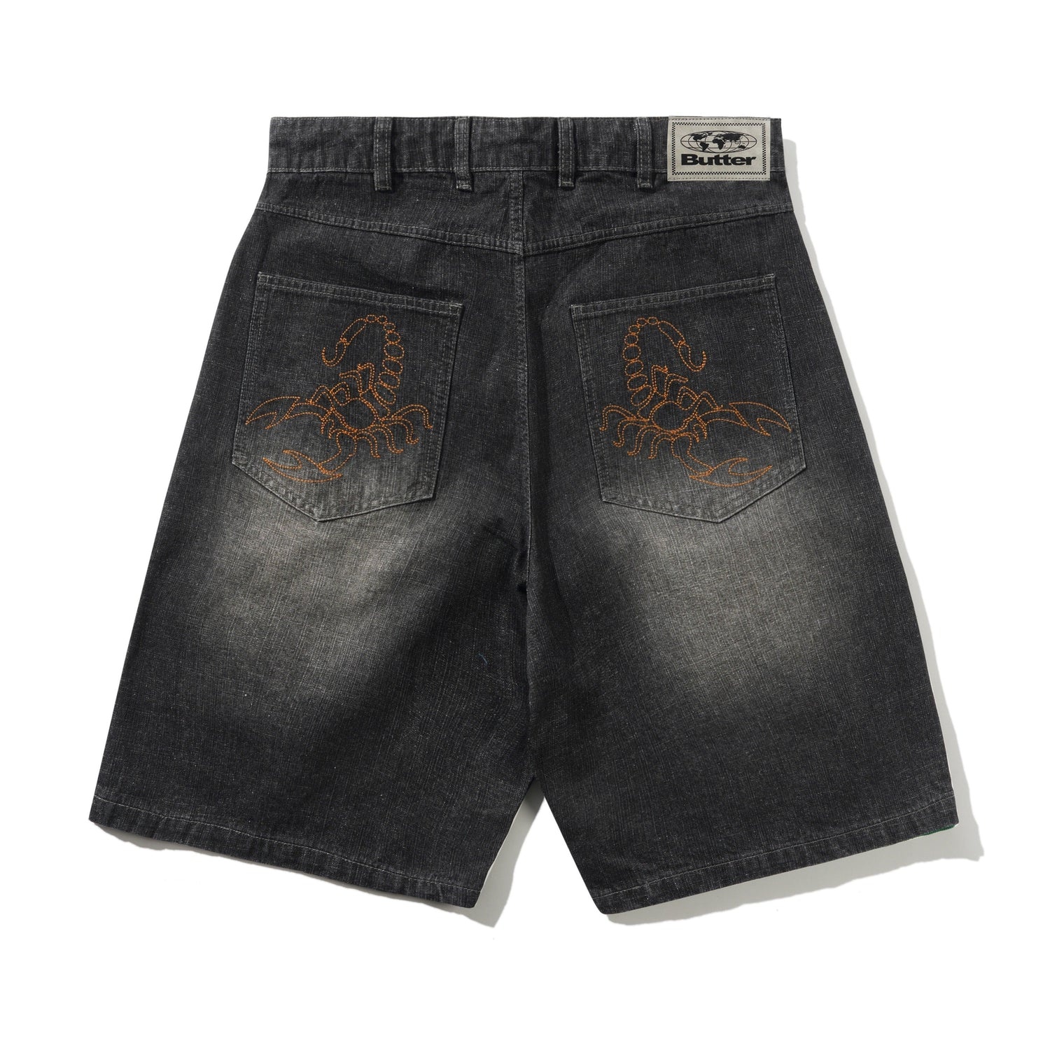 Butter Scorpion Stitch Denim Shorts - Slub Black