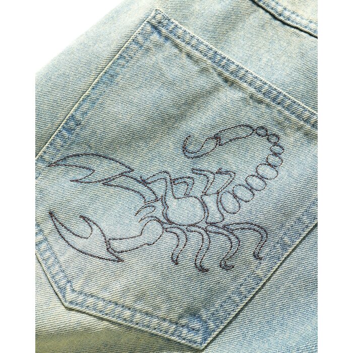 Butter Scorpion Stitch Denim Shorts - Tinted Light Blue