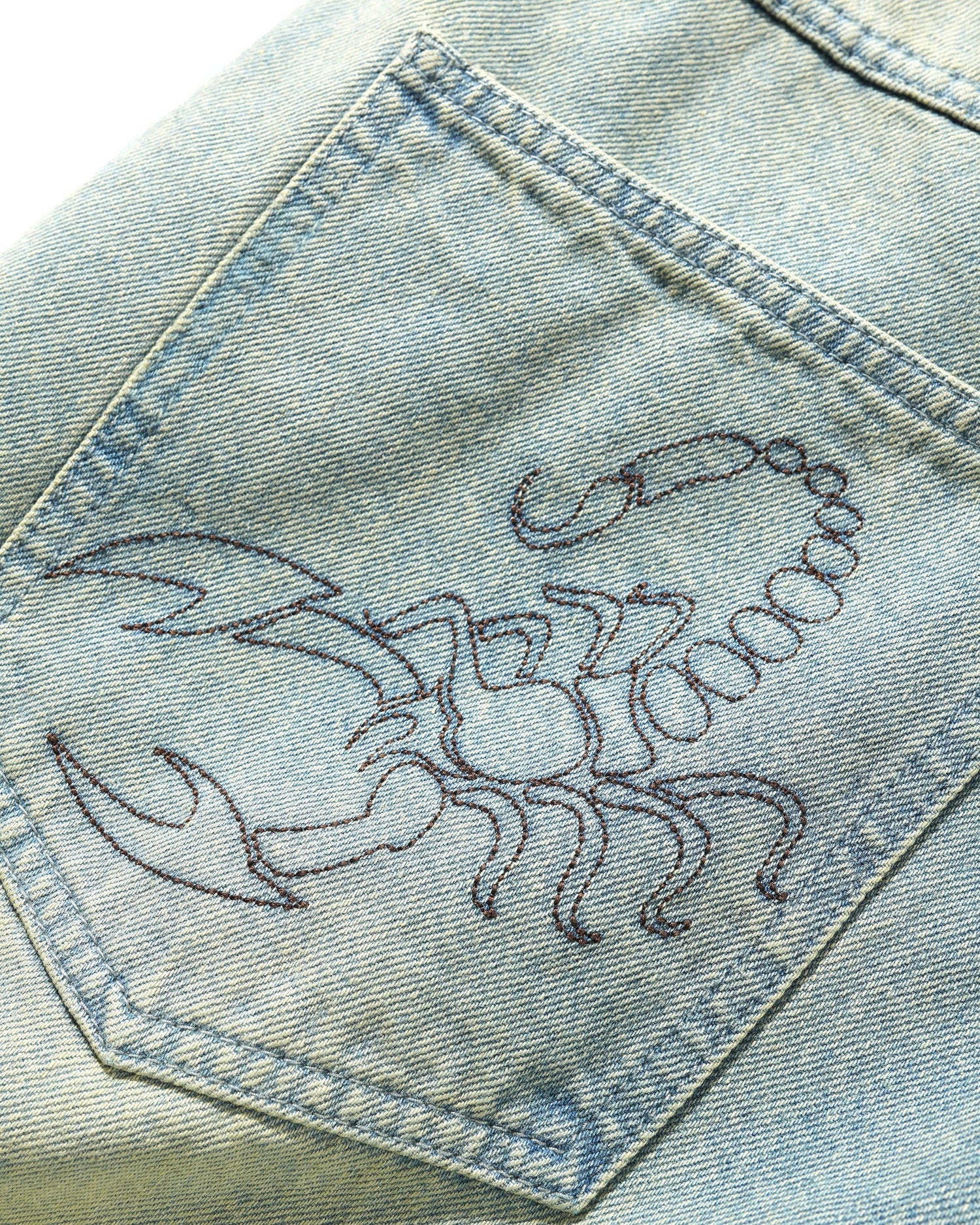 Butter Scorpion Stitch Denim Shorts - Tinted Light Blue