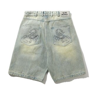 Butter Scorpion Stitch Denim Shorts - Tinted Light Blue