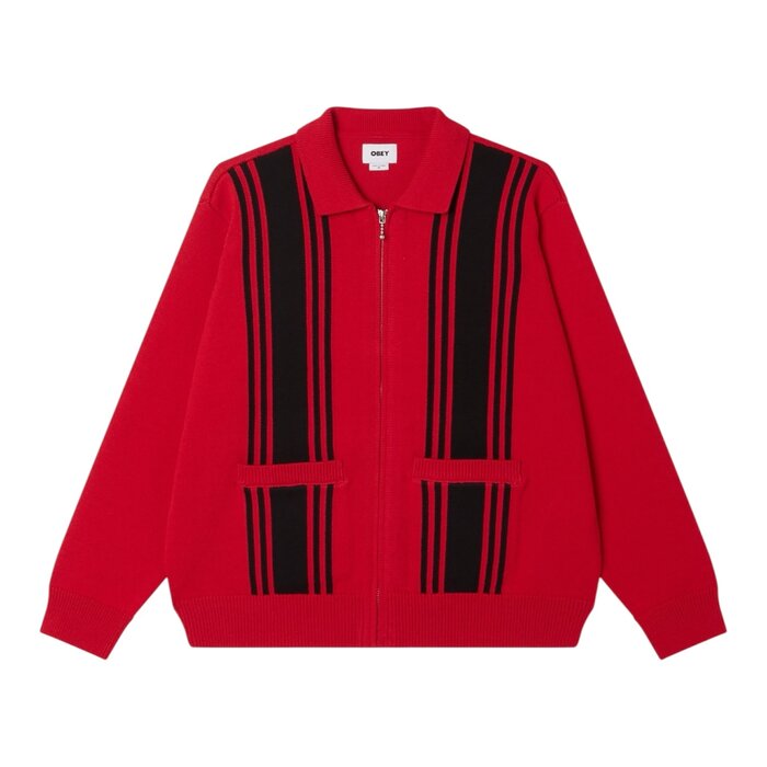 Obey Matt Zip Up Sweater - Red Multi