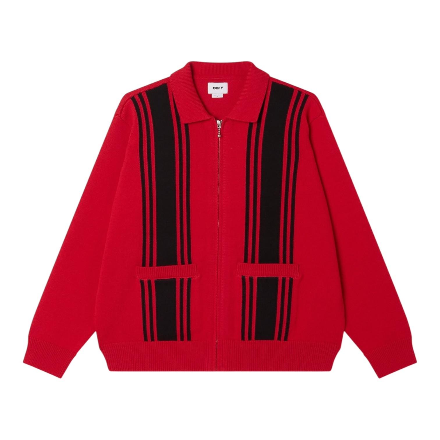 Obey Matt Zip Up Sweater - Red Multi