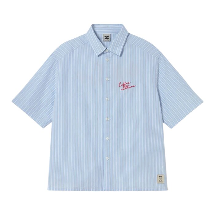 Kaotiko Coffee Culture Shirt - Blue/White Stripes