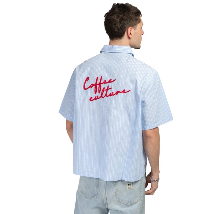 Kaotiko Coffee Culture Shirt - Blue/White Stripes