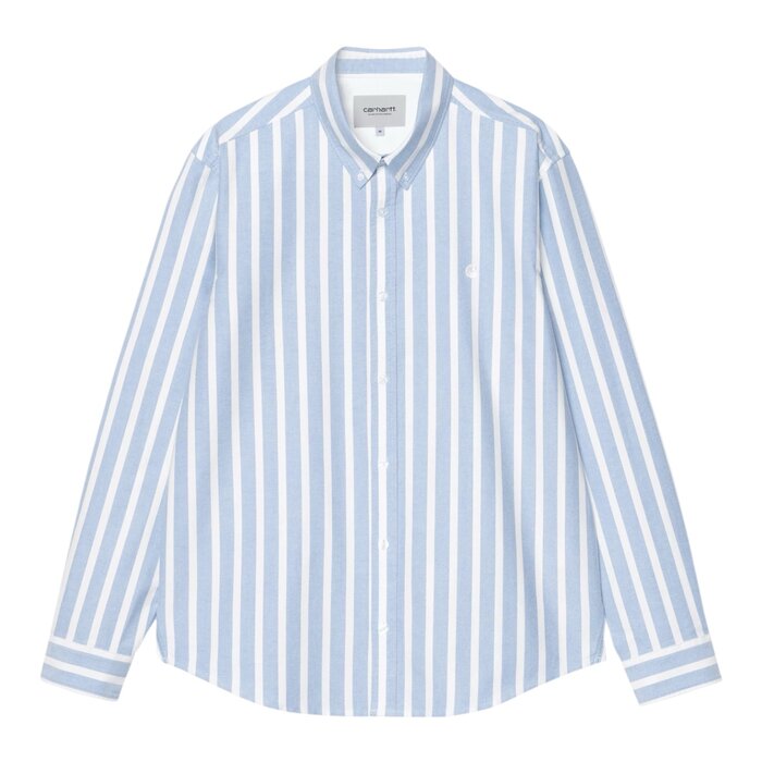 Carhartt WIP L/S Deven Shirt - Deven Stripe/Bleach/White