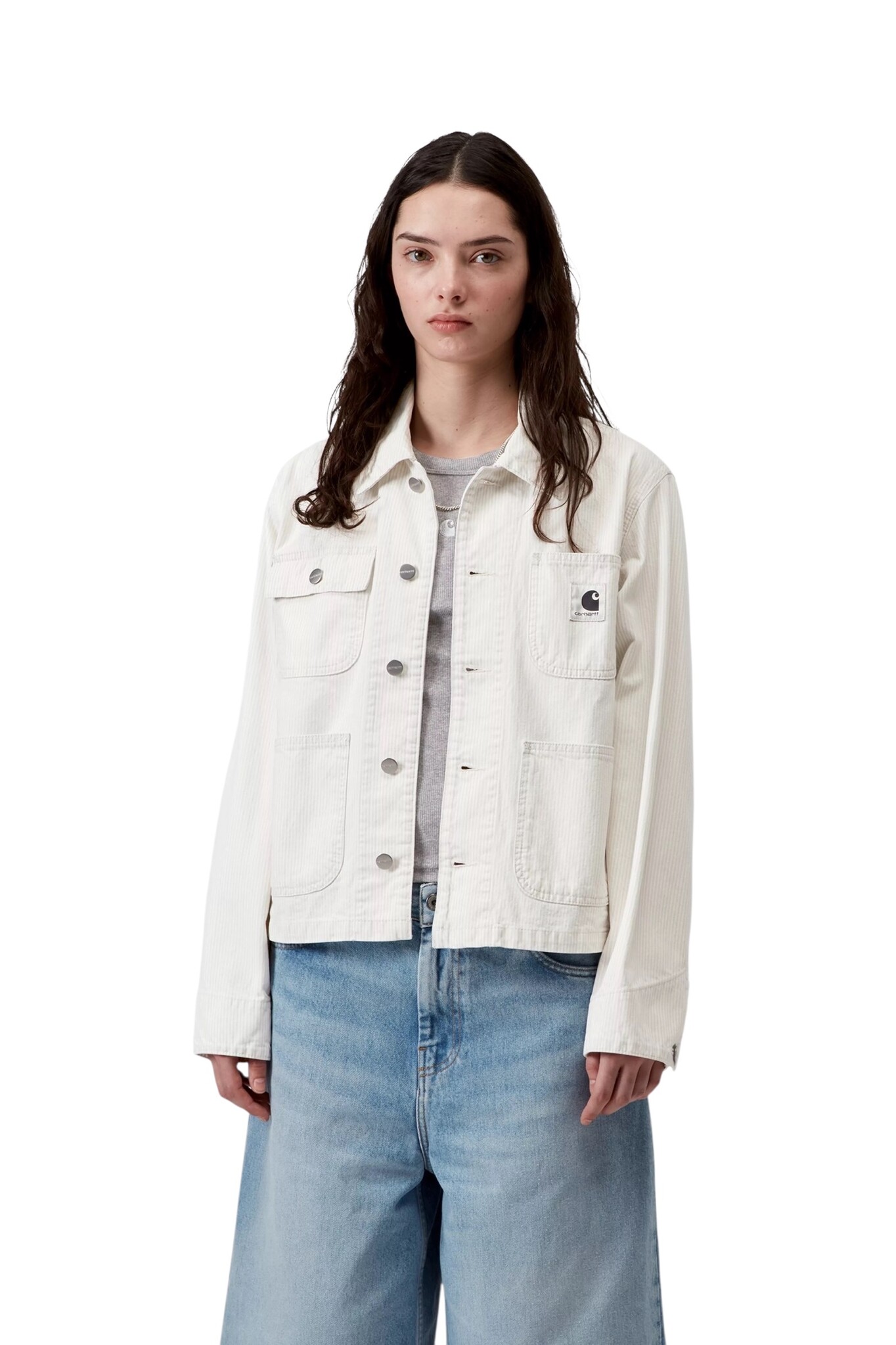 Carhartt WIP W' Mercer Chore Coat - Mercer Stripe Graphite/Wax Bleached