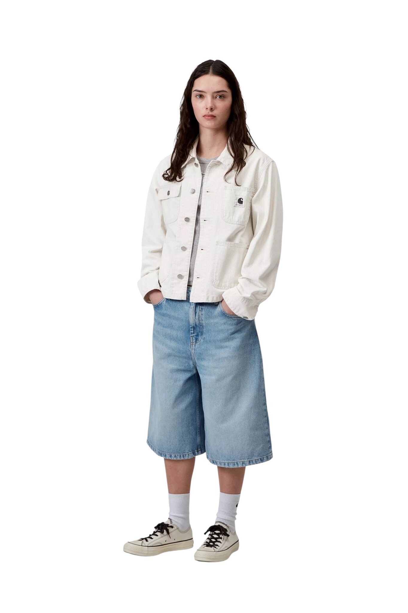 Carhartt WIP W' Mercer Chore Coat - Mercer Stripe Graphite/Wax Bleached