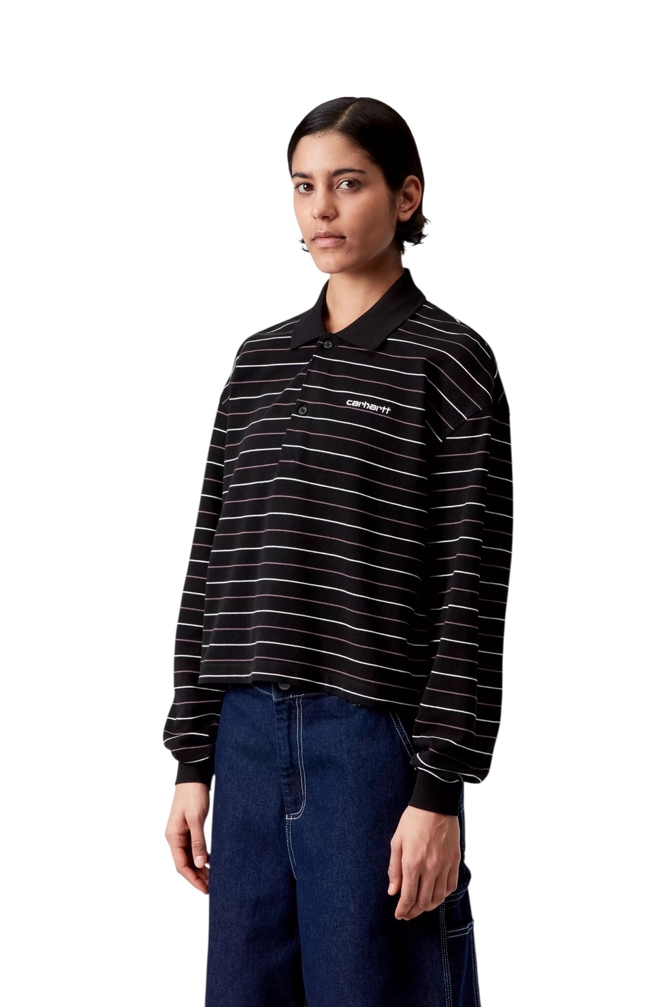 Carhartt WIP W' L/S Mabel Polo - Mabel Stripe/Black