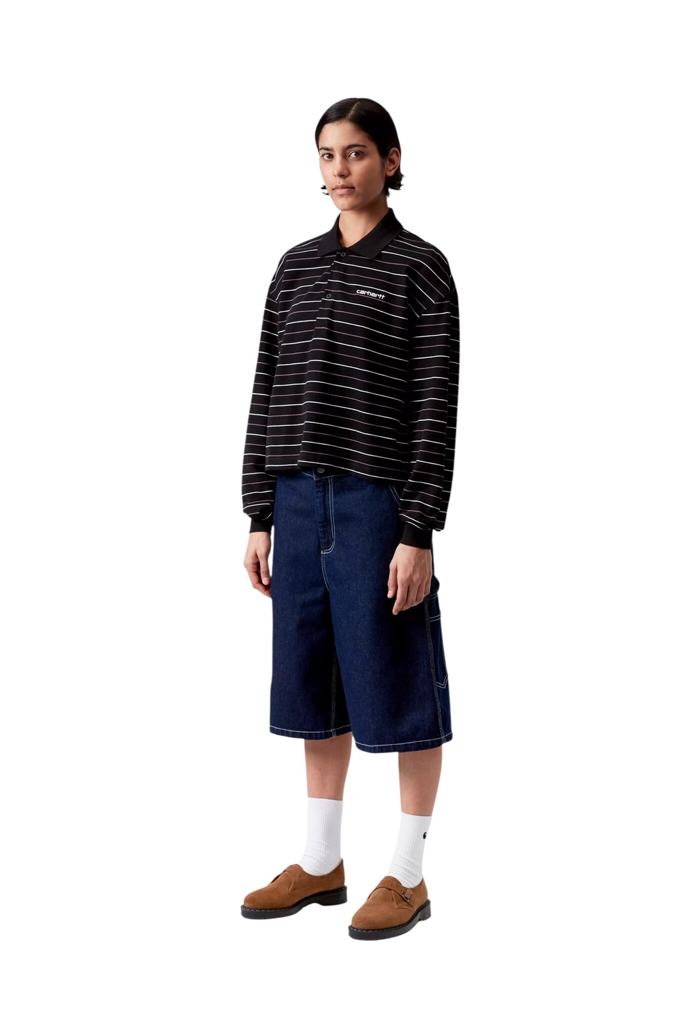Carhartt WIP W' L/S Mabel Polo - Mabel Stripe/Black