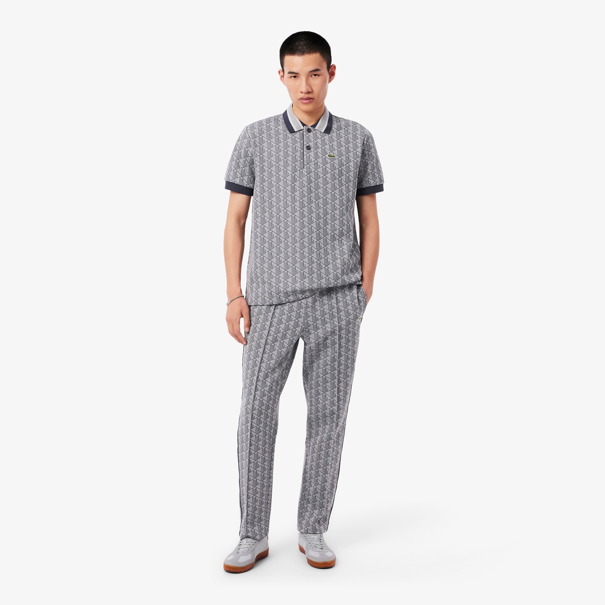 Lacoste Pantalon de survêtement Paris Monogramme - Gris Clair/Gris Foncé