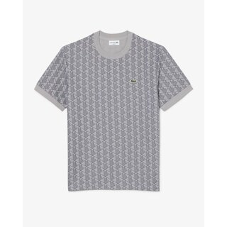 Lacoste T-shirt Jacquard Monogramme - Gris Clair/Gris Foncé