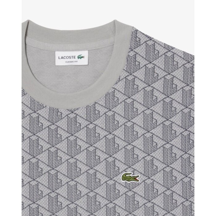 Lacoste T-shirt Jacquard Monogramme - Gris Clair/Gris Foncé