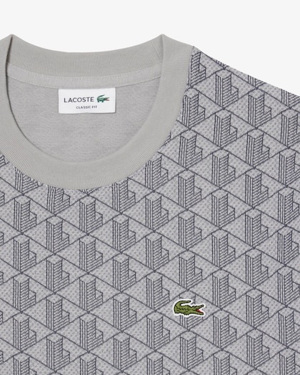 Lacoste T-shirt Jacquard Monogramme - Gris Clair/Gris Foncé