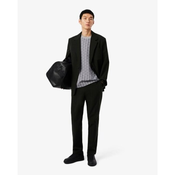 Lacoste T-shirt Jacquard Monogramme - Gris Clair/Gris Foncé