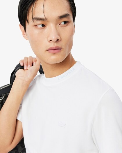 Lacoste T-shirt Commuter Piqué marquage jacquard - Blanc