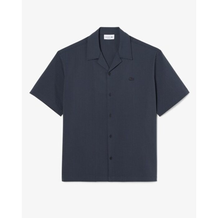 Lacoste Chemise Relaxed Fit Seersucker - Noir/Gris Foncé