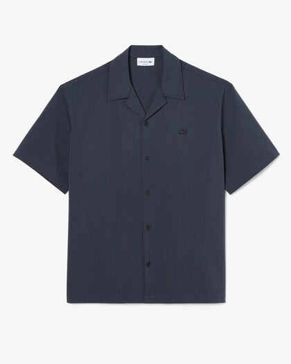 Lacoste Chemise Relaxed Fit Seersucker - Noir/Gris Foncé