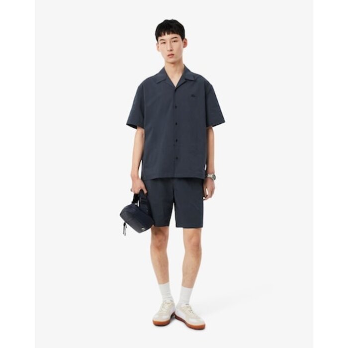 Lacoste Chemise Relaxed Fit Seersucker - Noir/Gris Foncé
