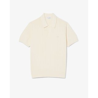 Lacoste Polo Maille Côtelée Fluide - Blanc