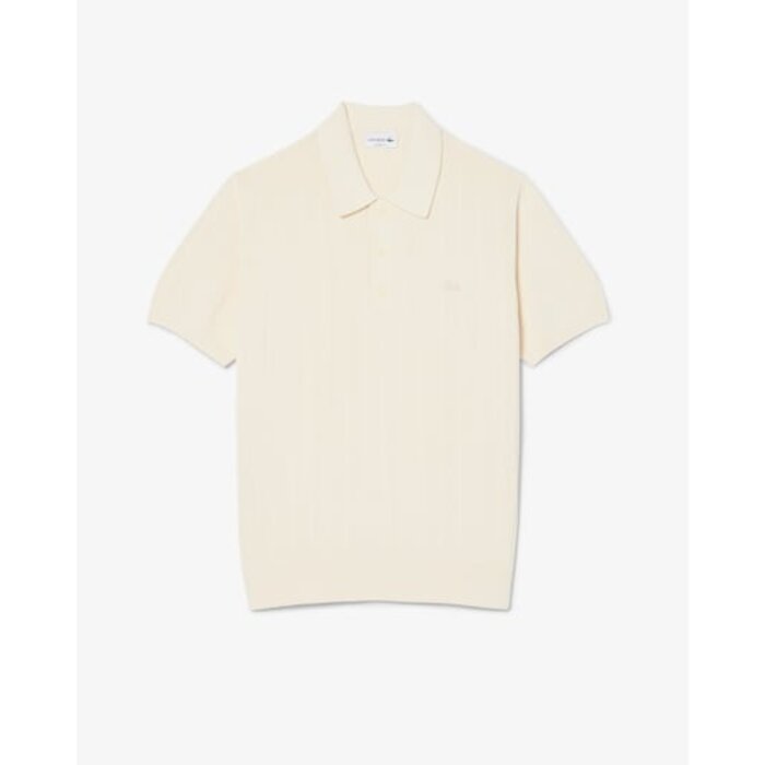 Lacoste Polo Maille Côtelée Fluide - Blanc