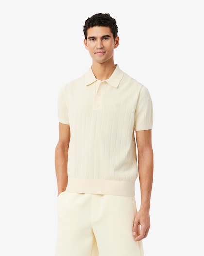 Lacoste Polo Maille Côtelée Fluide - Blanc