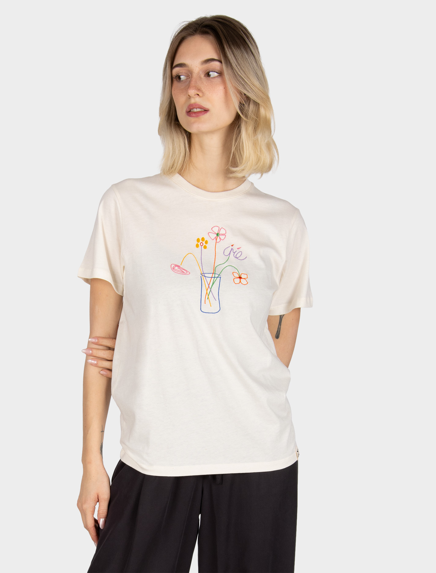 Irie Daily Stitch Flowers T-Shirt - Undyed
